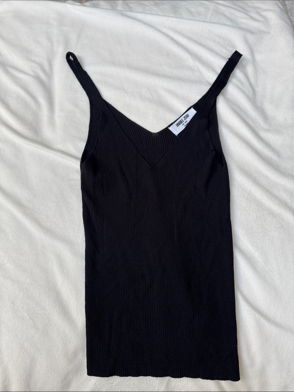 Double Zero Slouchy Black Ribbed V-Neck Camisole